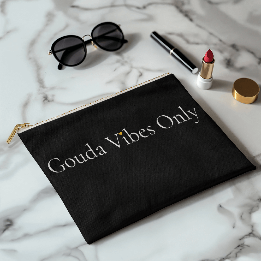 Gouda Vibes Only | Large Fabric Zippered Pouch