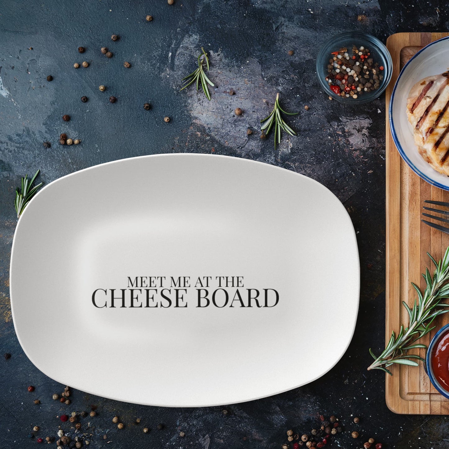 Meet Me At The Cheese Board — Charcuterie Platter | Cheese Lover Gift | Entertaining Serving Tray | Kitchen Decor
