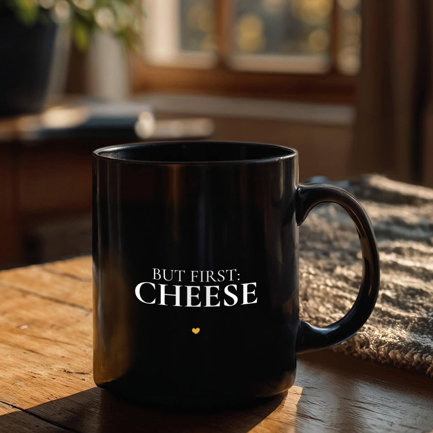 But First Cheese Mug — Funny Coffee Mug for Cheese Lovers, Cute Gift Idea