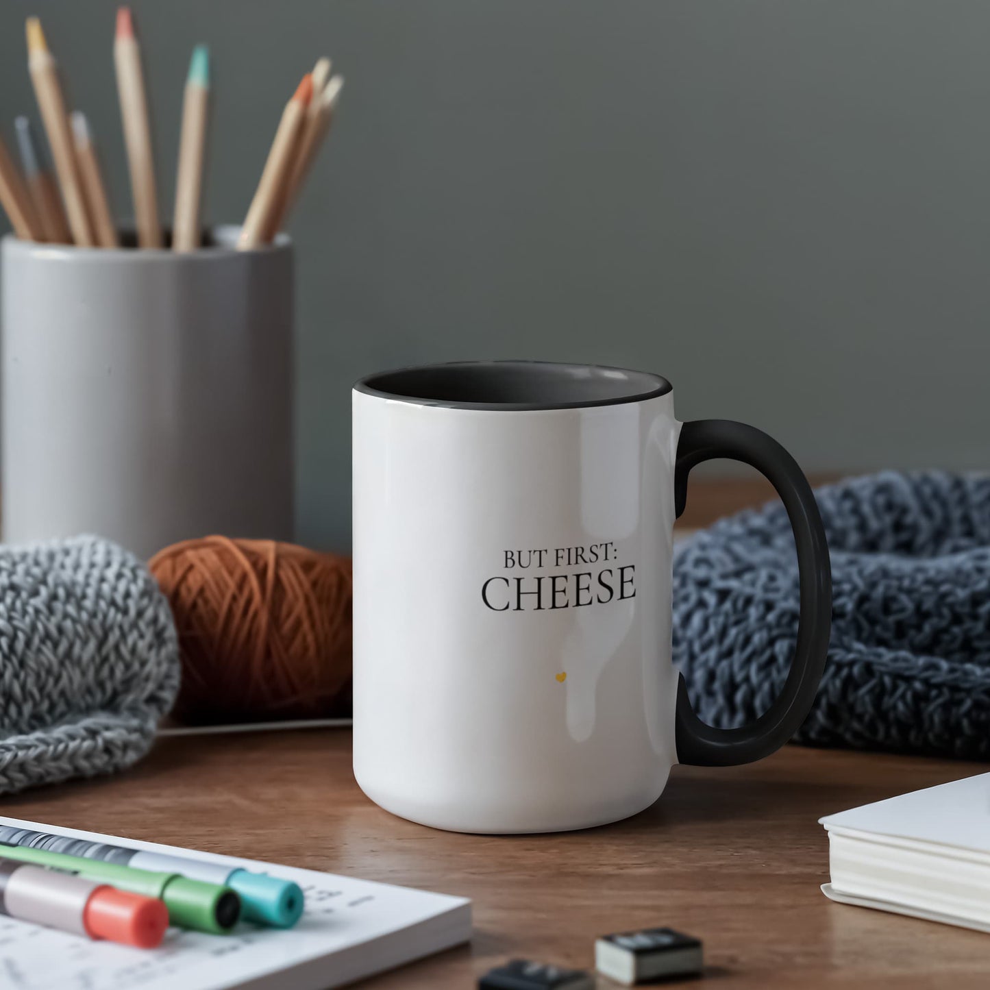 But First, Cheese Mug — Funny Coffee Mug, Cheese Lover Gift, Cute Kitchen Accent Mug